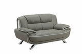 35" Sleek Grey Leather Sofa