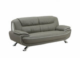 35" Sleek Grey Leather Sofa