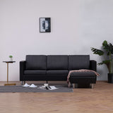 3-Seater Sofa with Cushions White Faux Leather